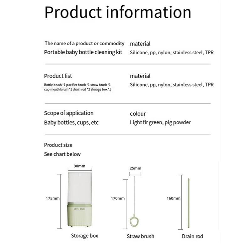 A71Z Silicone Child Cup Brush Set Includes Child Bottle Brush Nipple Brush Wait Family Friendly Portable