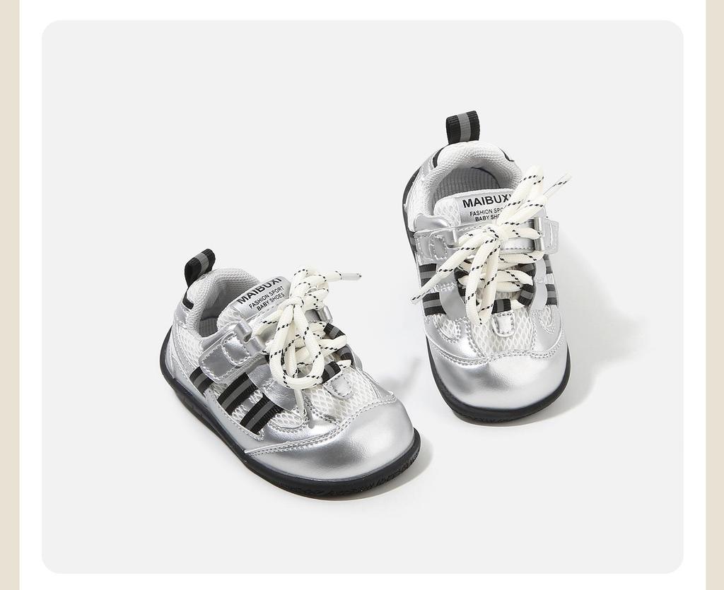 Spring Baby First Walker Non-Slip Sneakers - Soft Sole, Trendy German Training Shoes for Boys & Girls