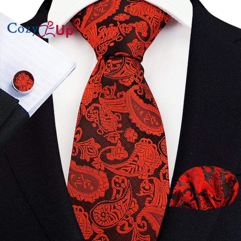 Cozy Up Three-piece Set Paisley Fashion Business Men's Tie Includes Tie Cufflinks Handkerchief