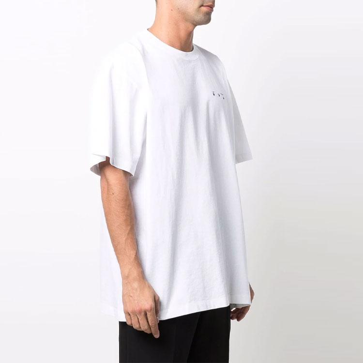 Off-White Caravaggio Paint Over Short-Sleeve Tee White/Black Men Tops OMAA038C99JER0060110
