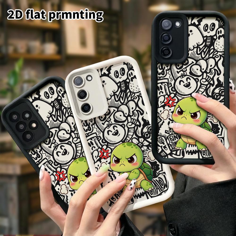 Phone Case: 2D Flat Samsung Galaxy A34 A35 M05 M06 S20 S22 S21 FE Plus 5G Protective Case, Angry Little Turtle, Christmas and Halloween Gift