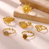Summer Waterproof Gold Color Rose Ring For Women Romantic Sun Daisy Flower Anillos Stainless Steel Rings Party Elegant Gifts