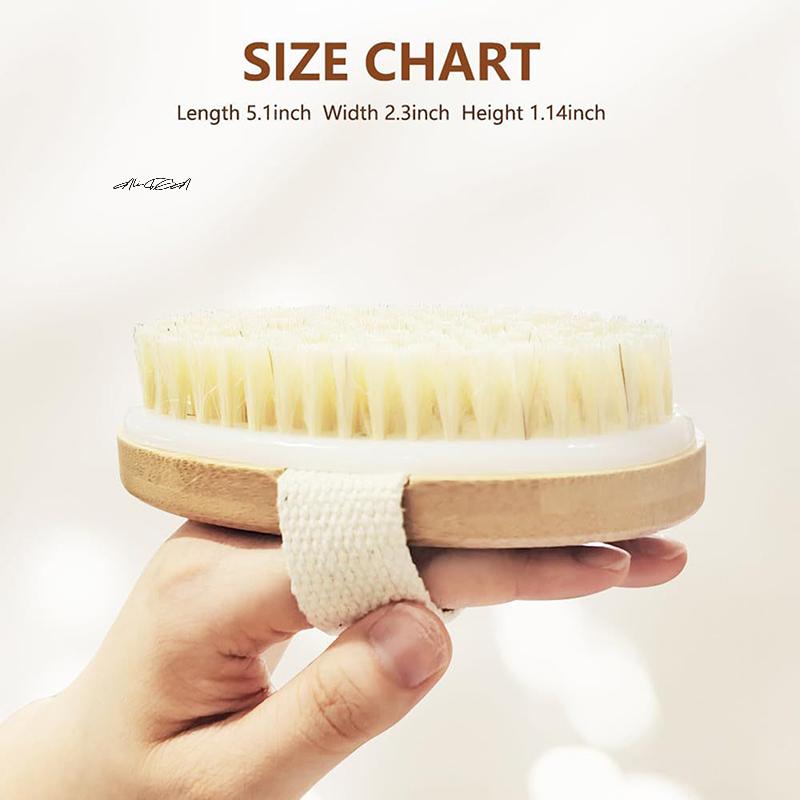 1Pc Soft Natural Bristle Body Brush for Wet/Dry Skin Exfoliating Bathing Massager for Home And Shower Use