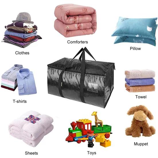Moving Bag with Reinforced Handle Zipper Closure Large Capacity Anti-Tear Heavy Duty Travel Blanket Clothes Storage Bag