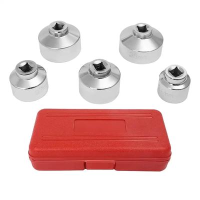 Universeller Ölfilterschlüssel- und Kappensatz, 5-teilig, 24 mm, 27 mm, 32 mm, 36 mm und 38 mm, mit Aufbewahrungsbox Ausziehwerkzeug für Geely und Ni
