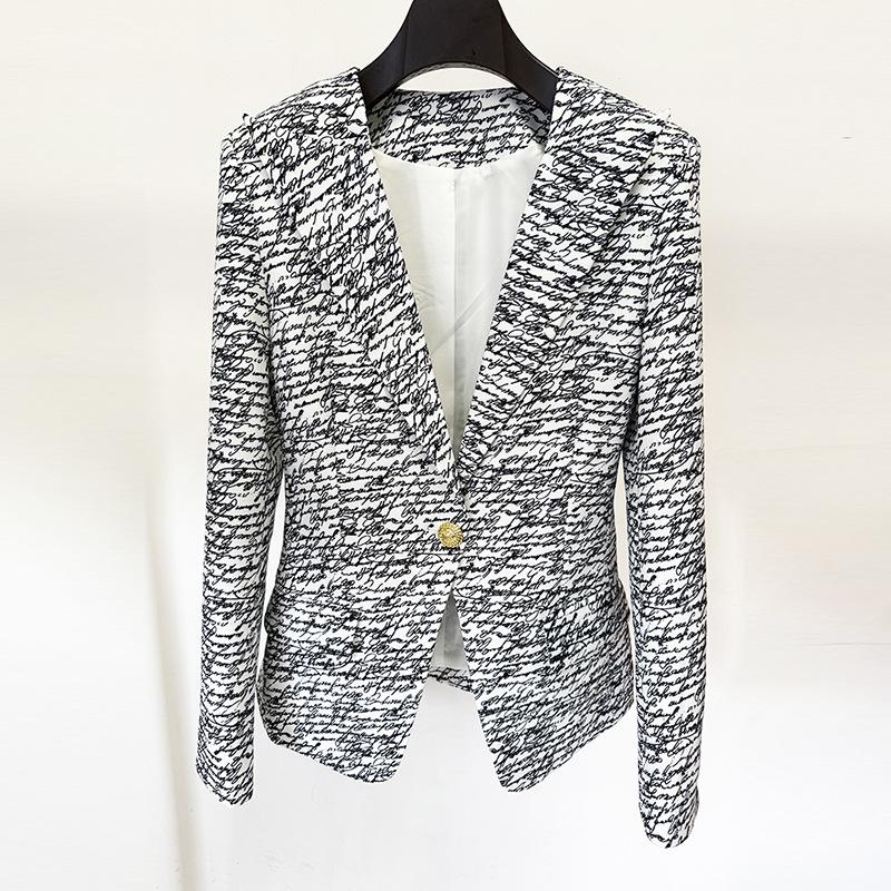 

Spring 2026 High-End Slim-Fit Single-Button Suit Jacket with English Letter Print XL белый