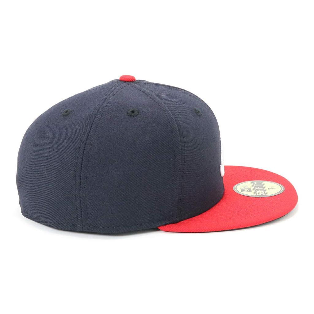 New Era 59FIFTY MLB Atlanta Braves Home Baseball Size On-Field Cap, Navy/Scarlet, 7.3/8 (Japan)