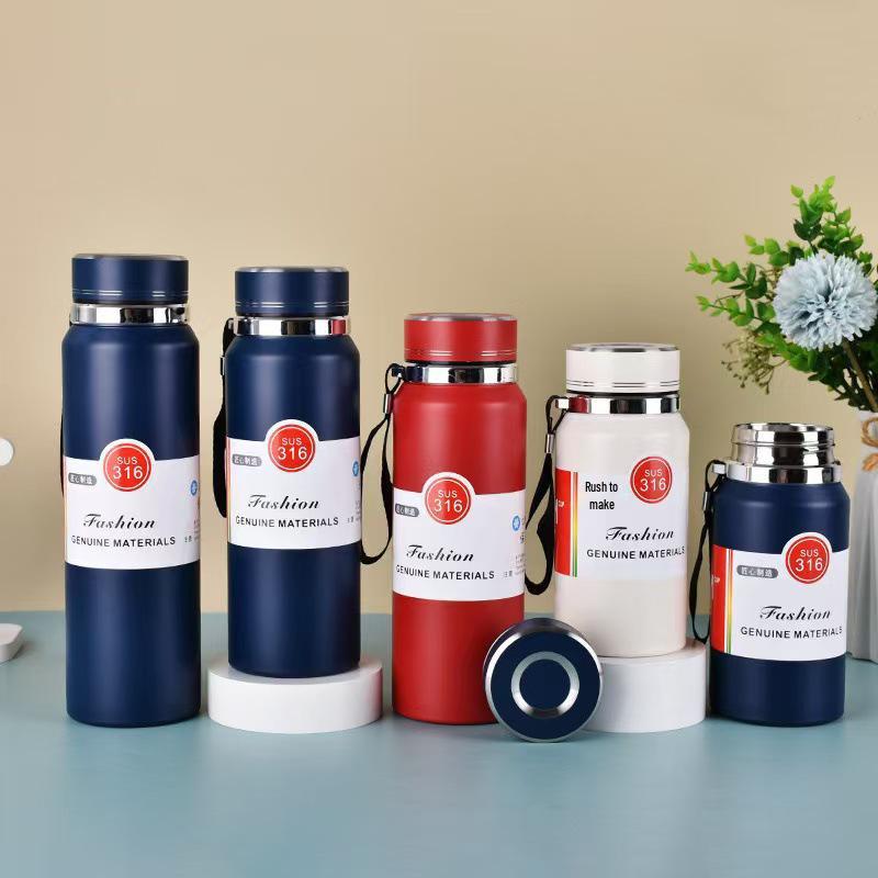 Large Capacity 304 Stainless Steel Insulated Sports Water Bottle with Lanyard - Portable Travel Cup