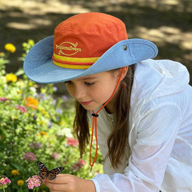 Travel Bucket Hats Casual Big Brim Sun Protection Quick Drying Camping Bucket Hats Retro Adjustable Color Matching Hiking Caps