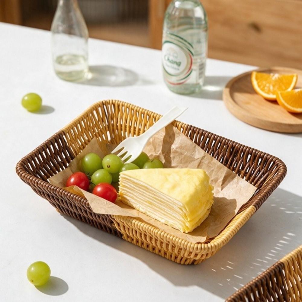 Handwoven Rattan Basket Multi-purpose Storage Tray New Wicker Basket For Kitchen Organizer