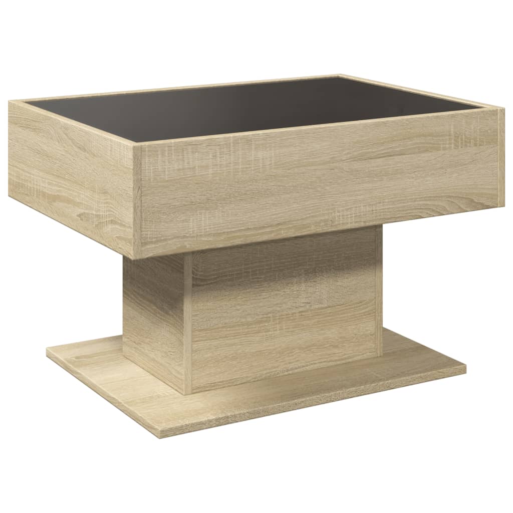 LED Coffee Table in Sonoma Oak 70 x 50 x 45 cm Particleboard