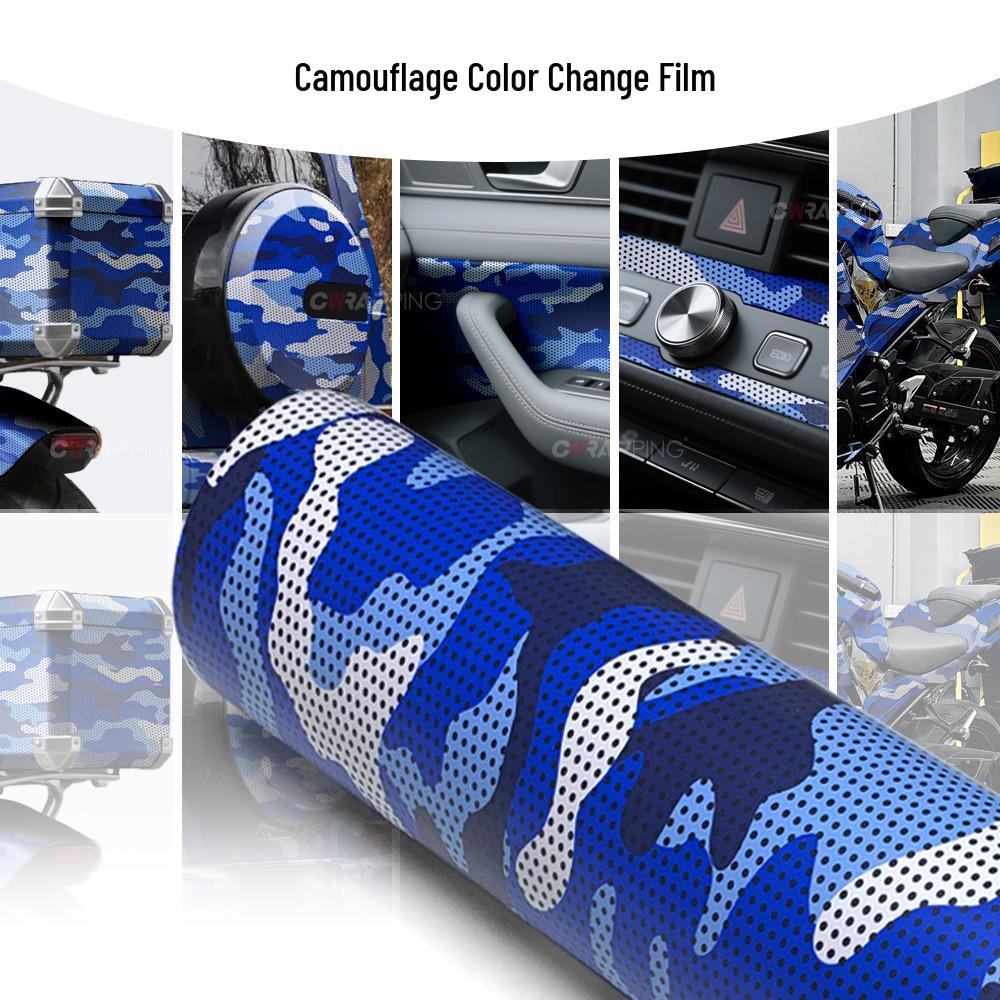 

Blue and White Polka Dot Camouflage Film for Car and Bike - Waterproof Color Change Decals 30cm x 100cm