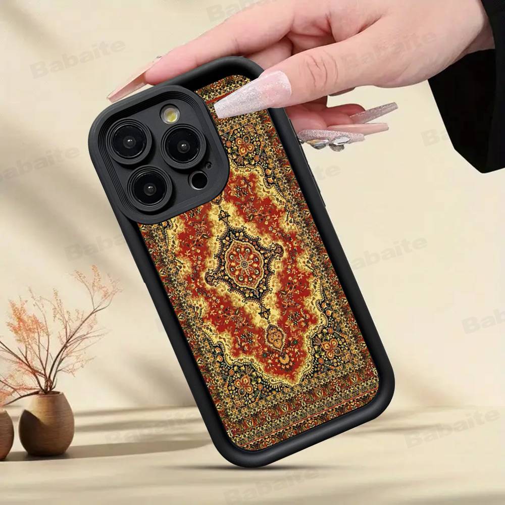 

Persian Carpet Floral Art Phone Case For IPhone 17 16 15 14 Plus 13 12 11 Pro Max Air Soft Silicone Cover iPhone 16