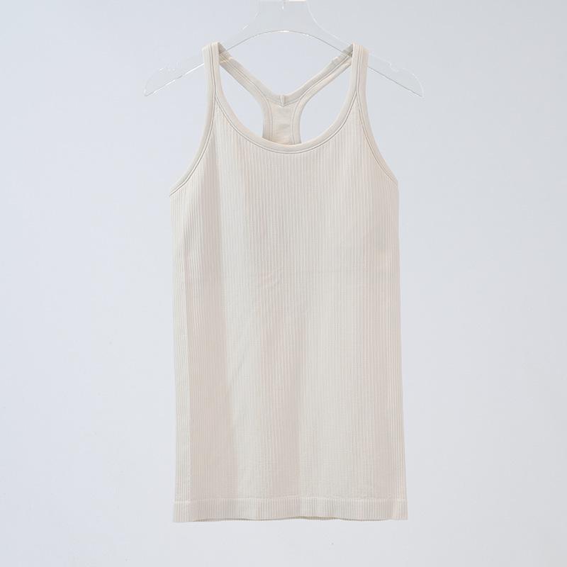 Dámská bezešvá žebrovaná pletená vesta na jógu s I-tvarovanými zády - úzké, vysoce elastické sportovní oblečení