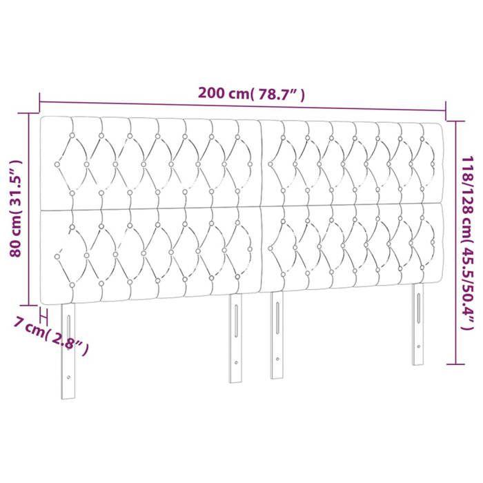 VidaXL Tête de Lit à LED Meuble de Chambre à Coucher Accessoire de Lit Double Tête de Cadre de Lit Intérieur Noir 3122784