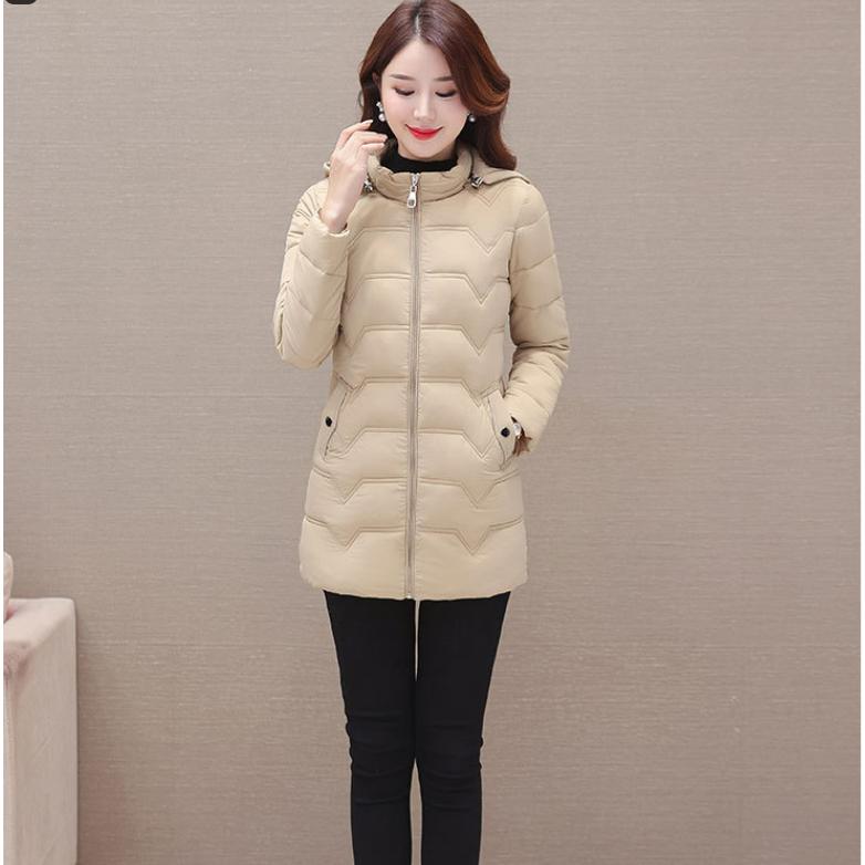 Down Padded Jacket Women s Mid-length Fashion Padded Jacket Western Style All-match Women s Winter Warm Padded Jacket L хаки
