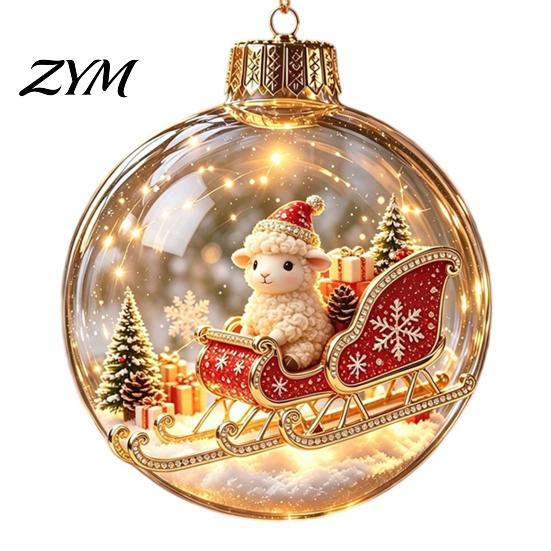 Indoor Outdoor Xmas Decor Glowing Christmas Story Ornament, Light?Up Mini Holiday Scene Hanging Ball with Warm Seasonal Home Accents LED Light,
