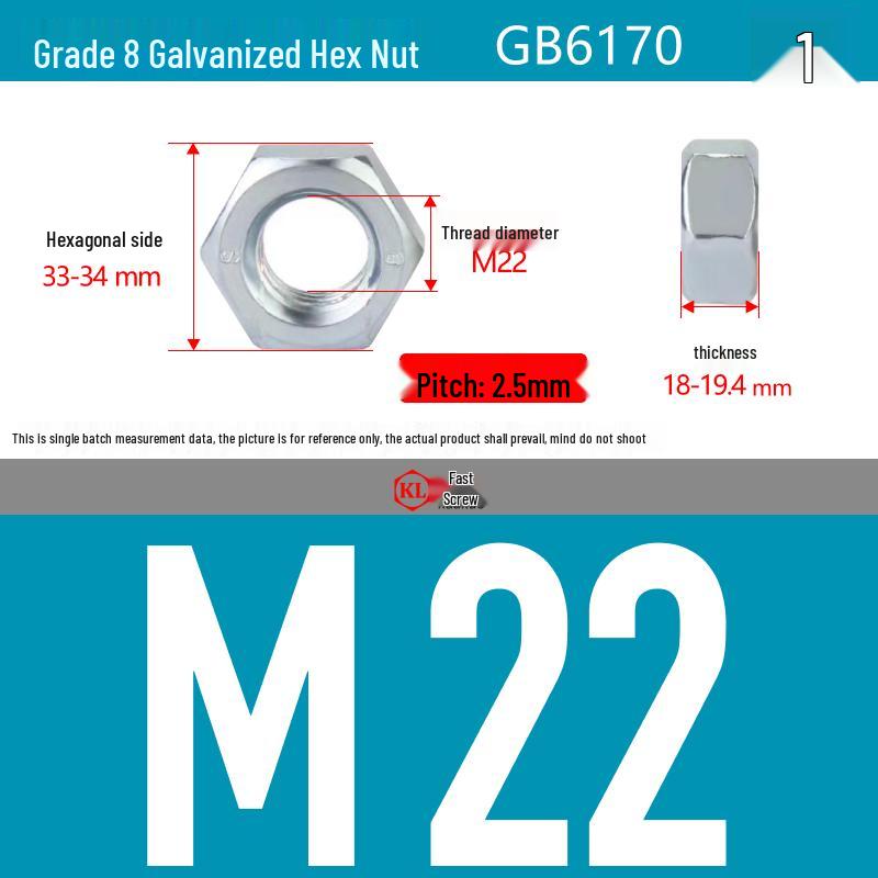 Galvanized Hex Nuts, Flat Washers, Spring Washers in M2-M48, Blue and White Zinc Coated