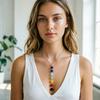 SUMENG 2026 New Fashion Women 7 Chakra Natural Gem Stone Beads Pendant Necklace For Yoga Healing Reiki Balancing Holiday Gift116