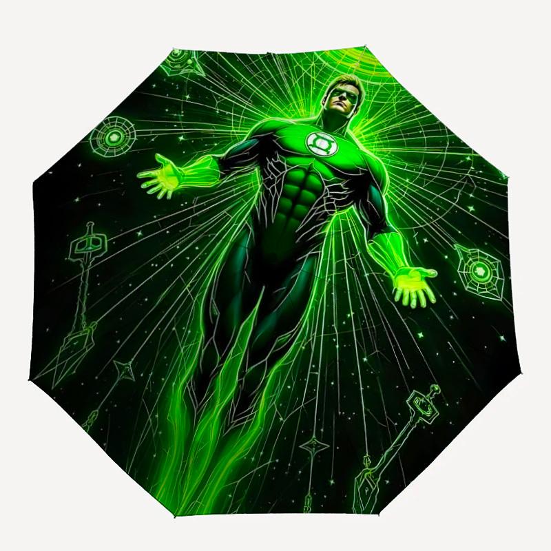 

1pc Green Lantern Cosmic Automatic Folding Umbrella - Compact 8-Rib Design,Festive Gift for Friends & Family, Compact Umbrella 22062
