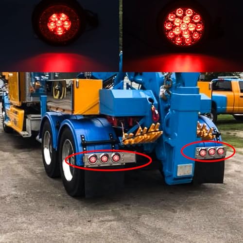 Aoling Tail Light 24V 16LED Round Rear Light with Rubber Waterproof Protective Ring Trailer Truck Tail Light Brake Light Red Light High Low Beam