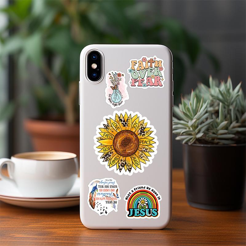 50PCS Jesus Christian Stickers Inspirational Religious Sticker Vinyl Waterproof Faith Wisdom Words Decals Water Bottles Laptop