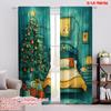 2pcs,2D Plane Printing Print Curtains Christmas Bedroom Cozy Holiday Scene (3) Versatile 100% Polyester (without Rod) Festive