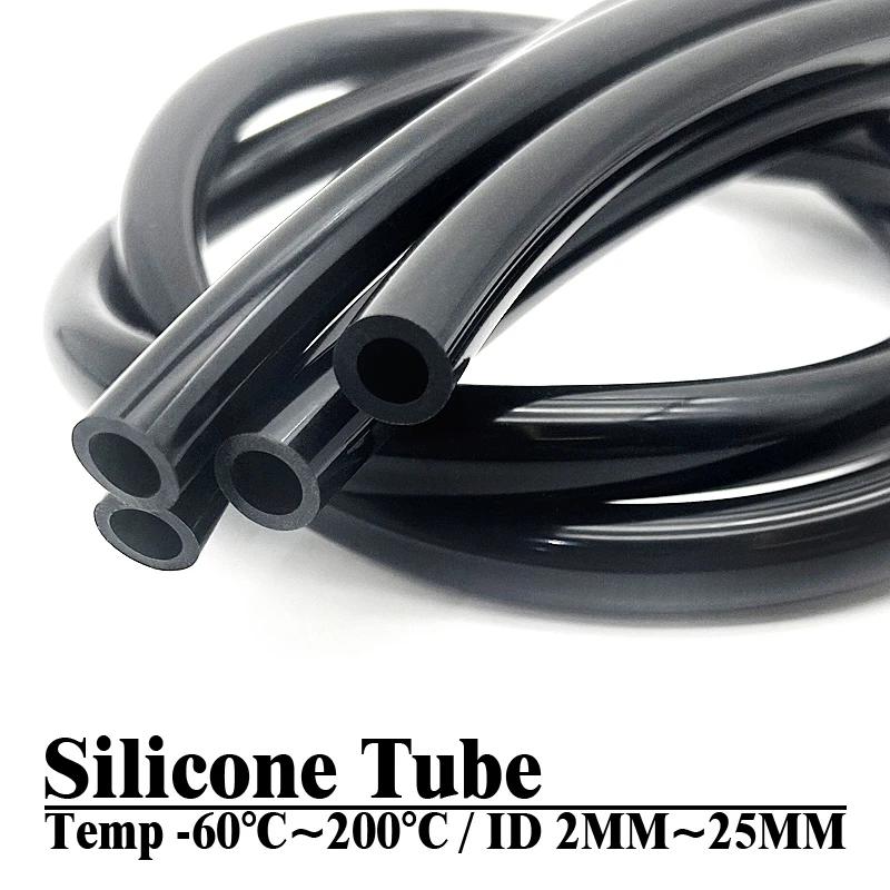 ID 2mm-10mm Food-Grade Black Silicone Tube Flexible Heat-Resistant Hose Non-Toxic for Kitchen Beverage & Food Fluid Transfer