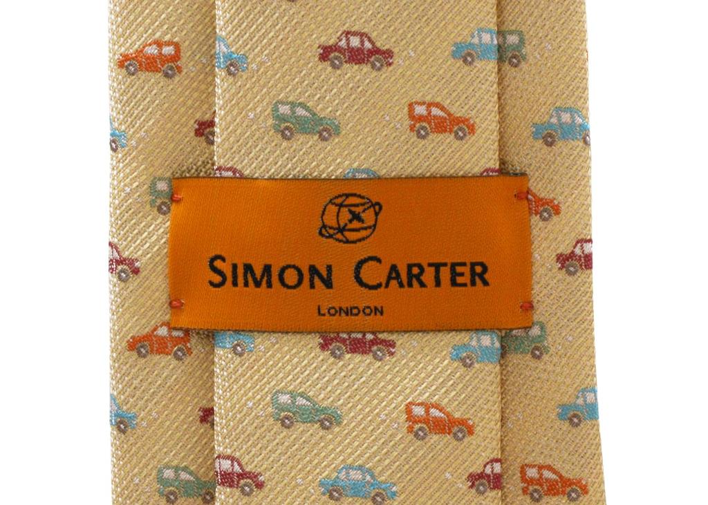 SIMON CARTER Colorful Car Silk Tie (Gold)
