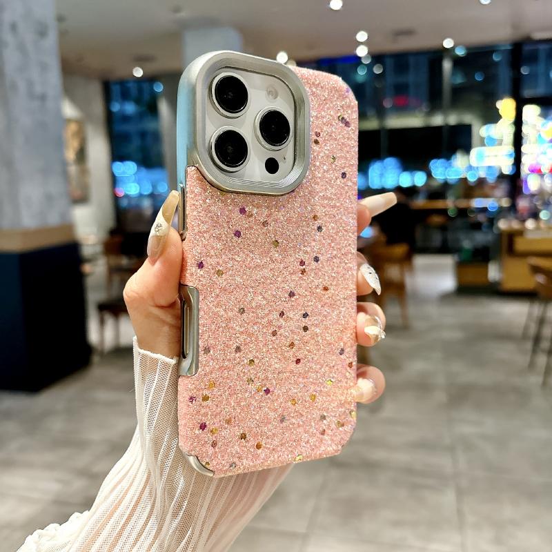 New Luxury Solid Color Shimmering Powder Soft TPU Phone Case For iPhone 16 Pro Max 14 11 12 13 15 Pro Max Plus Bumper Back Cover