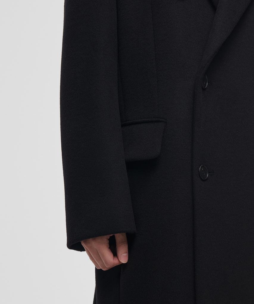 Musinsa Standard Cashmere Blend Daddy Shoulder Double Long Coat [Black]