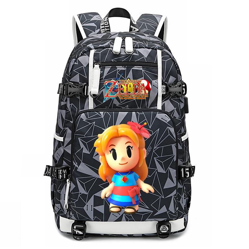 Zelda Zelda Plecak z Nadrukiem Akcesoria Outdoorowy Port USB Duża Pojemność Plecak Podróżny