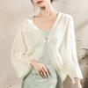 Chinese Style V-neck Buttoned Cardigan Chiffon Shawl Women's Summer Sun Protection Tulle Blouse