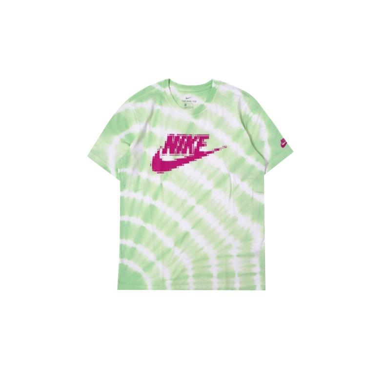 Nike Sportswear Version Tie Dye Printing Logo Short Sleeve White / Grass Green Men s CU6929-100 L