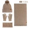 Autumn and Winter Knitted Hat, Scarf, Touch Screen Gloves, Headband, Four-piece Set, Double-layer Velvet Thermal Knitted Hat.