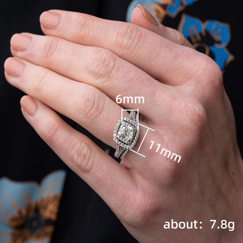 Three Sets Of Rings With Micro-Inlaid Diamonds, Eight Hearts And Eight Arrows Simulated Square Ring, Wedding Proposal Ring.