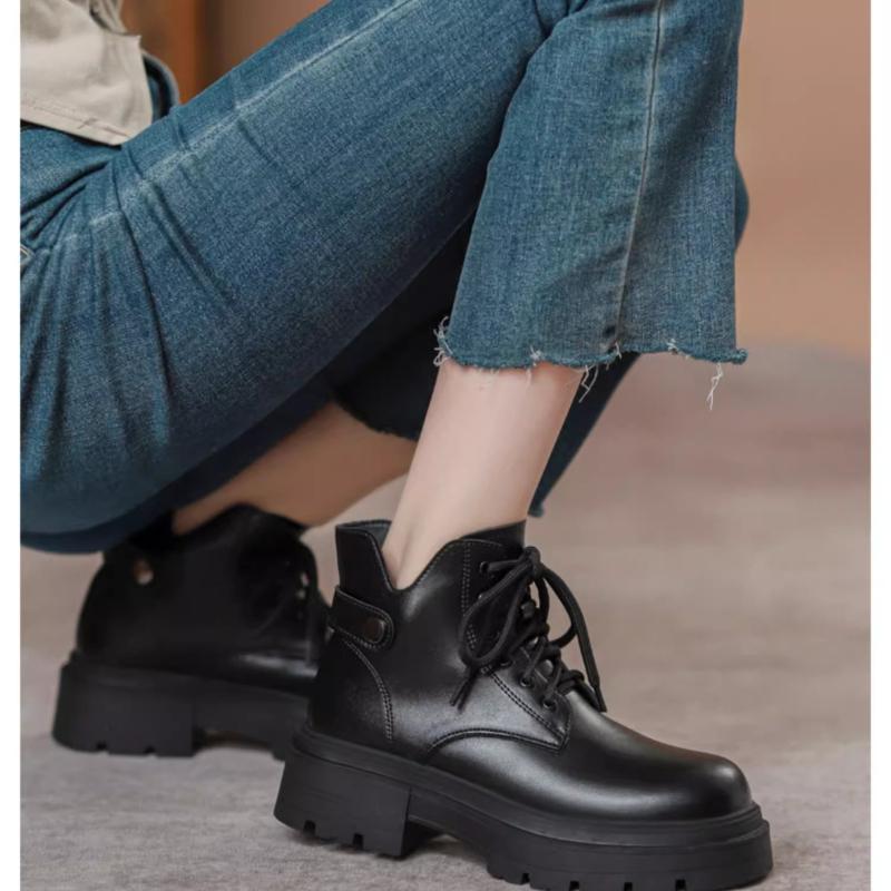 Fashionable Versatile Women'S Boots Spring Autumn New Leisure Simple Comfortable Square Toe Thick Heel Women Short Boots 40