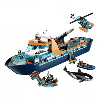Arctic Explorer Ship Building Block Toys Floatable Boat Helicopter Sub Orca Bricks Gifts for Boys Girls