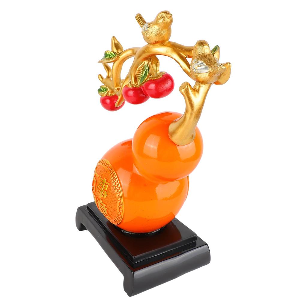 Resin Gourd Statue Good Luck Hand Painted Flat Bottom Chinese Feng Shui Gourd for Office Desktop