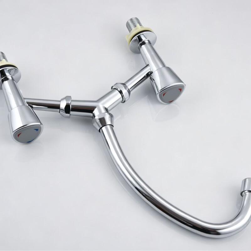 TLXT Electroplated Double-Handle Kitchen Sink Faucet