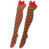 Striped Stockings For Women Over The Knee Long Socks Christmas Green Red Bowknot Long Socks Female Leg Stocking