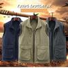 Reversible Sleeveless Jacket Men's Vest Coat Winter Waistcoat Thick Warm Fleece Workwear Tops Cargo Vest Windbreaker New Fashion