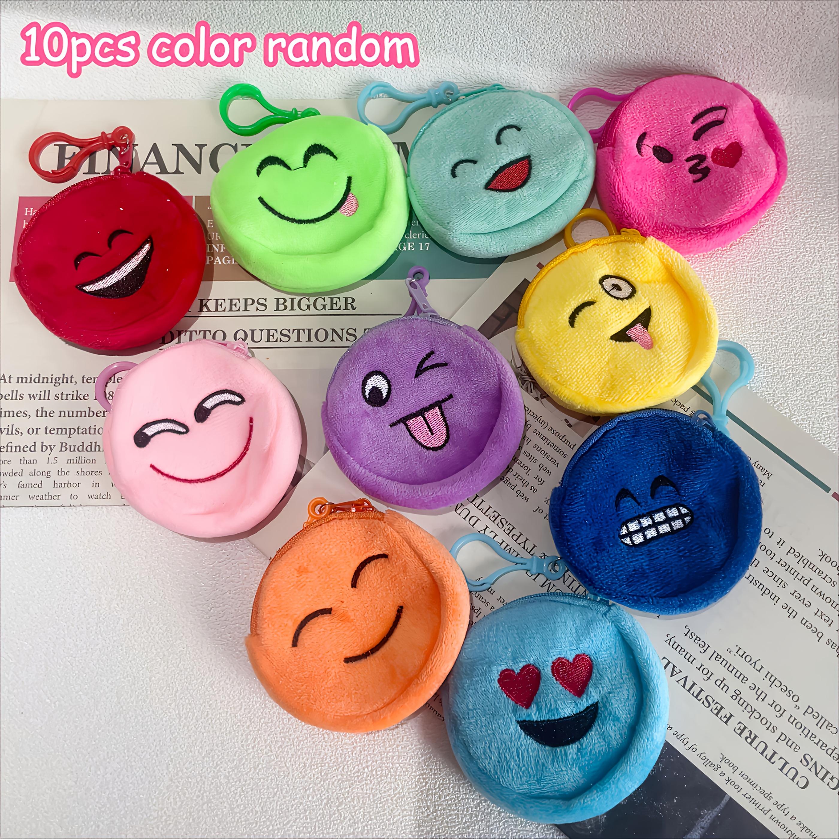 

10 шт. Мультяшные плюшевые кошельки для монет с различными выражениями, женские кошельки, красочный и очаровательный кошелек-брелок на молнии