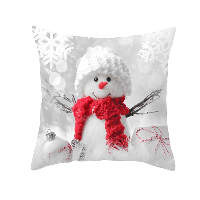 New Christmas Snowman Pillow Cover Festive Home Sofa Pillow Cover