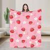 Pink Strawberry Blanket Warm Soft Funny Plush Throw Blanket For Couch Bed Decorative Flannel Bedspread Bed Cover