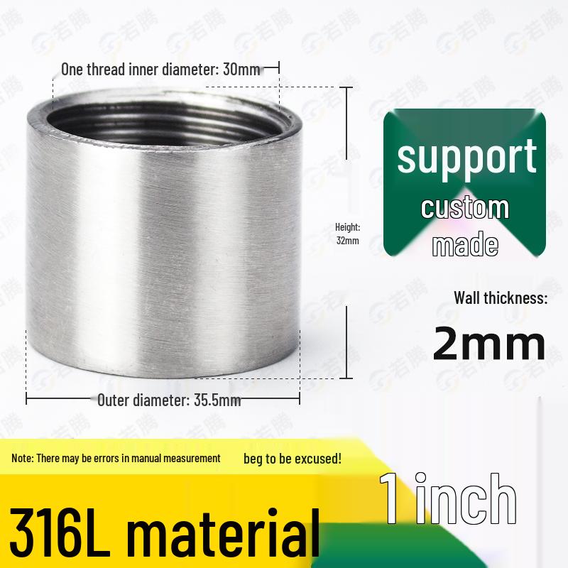304 Stainless Steel Double Female Thread Pipe Fitting, Internal Thread, 4 to 6 Points, 1 Inch
