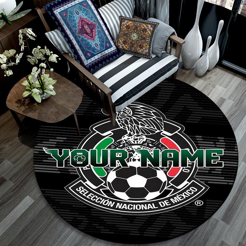 Custom Name,Mexico pattern round rug,Carpet Rug for Living Room Bedroom Playroom ,Non-slip Floor Mat,Holiday Gifts and Birthday Gifts.
