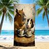 1Pc Capybara Guinea Pig Tea Time Beach Towel Quick Dry Multiuse For Beach Pool Gym Yoga Home Travel Christmas Halloween Xmas Gift G1283