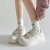 Versatile Round Head Velcro Heightened Platform White Shoes Women's New Summer Lightweight Low-top Sports Shoes In 2025