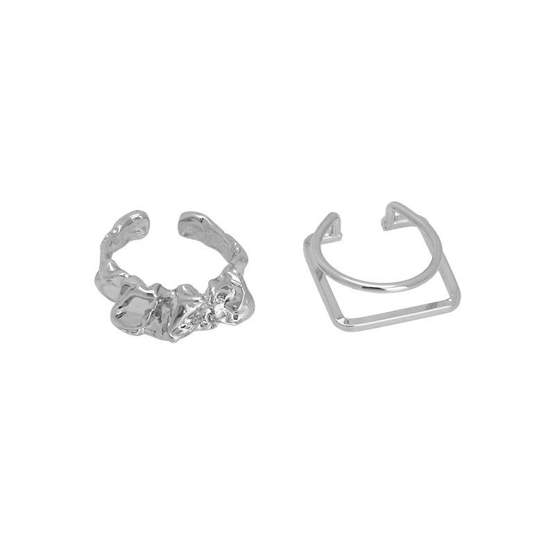 Irregular fold double joint ring two-piece set women's niche fashion personality cold wind open index finger ring